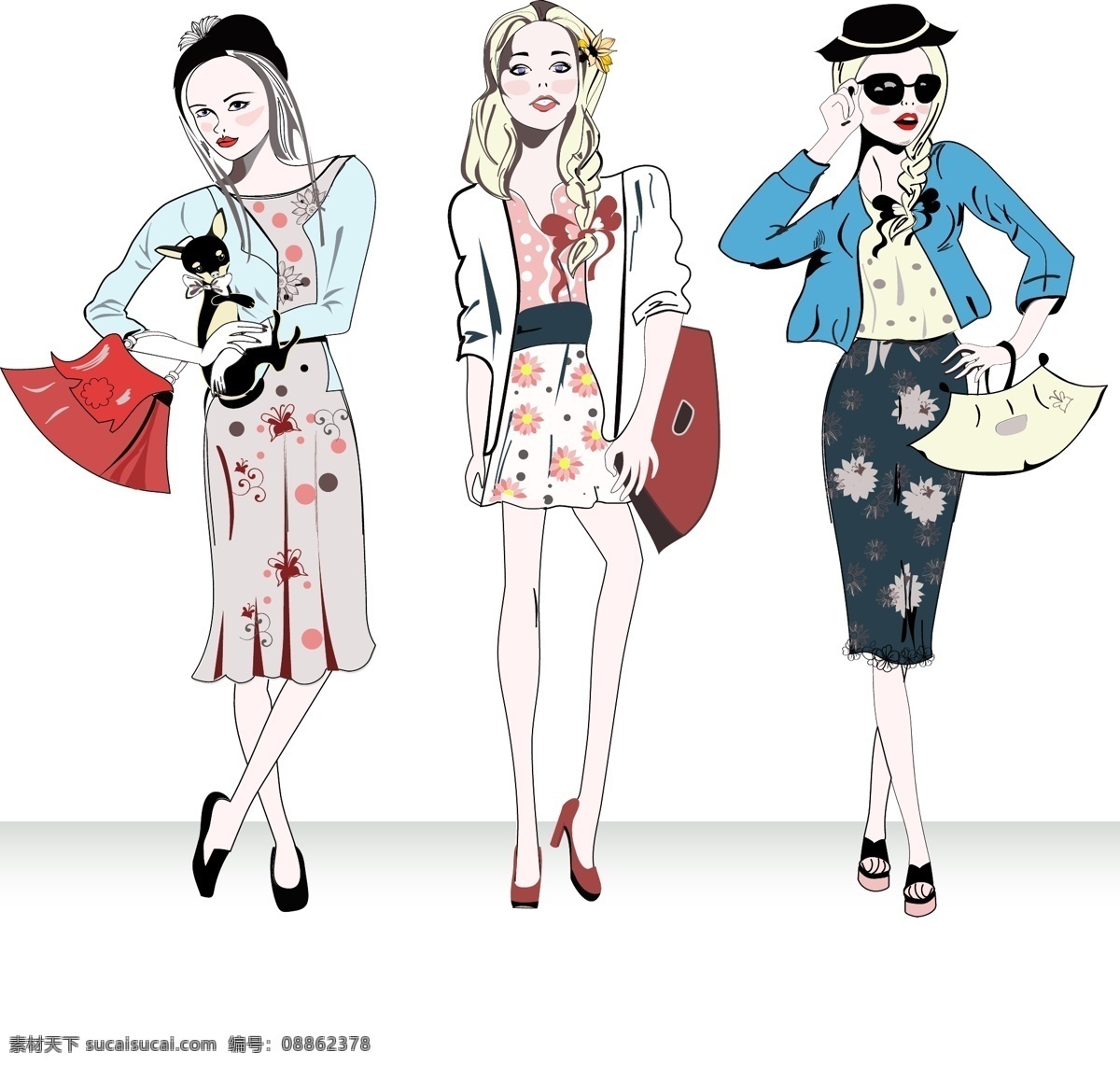 插画 模特 女性 人物 时髦 时尚 手绘