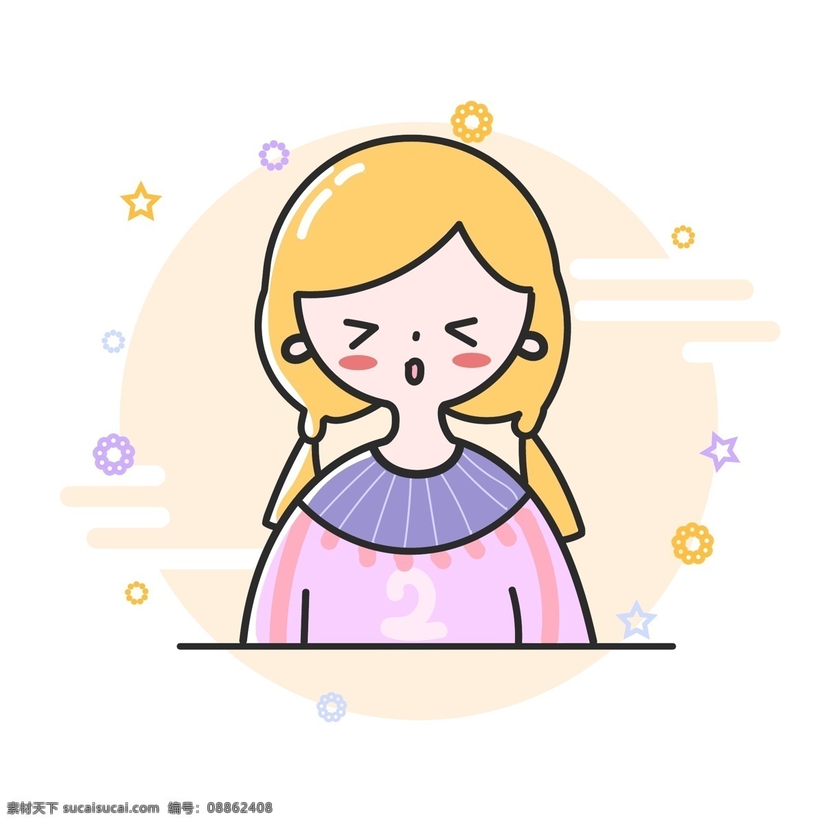 卡通 可爱 人物 女孩 手绘 矢量 插画 图标 元素 卡通可爱