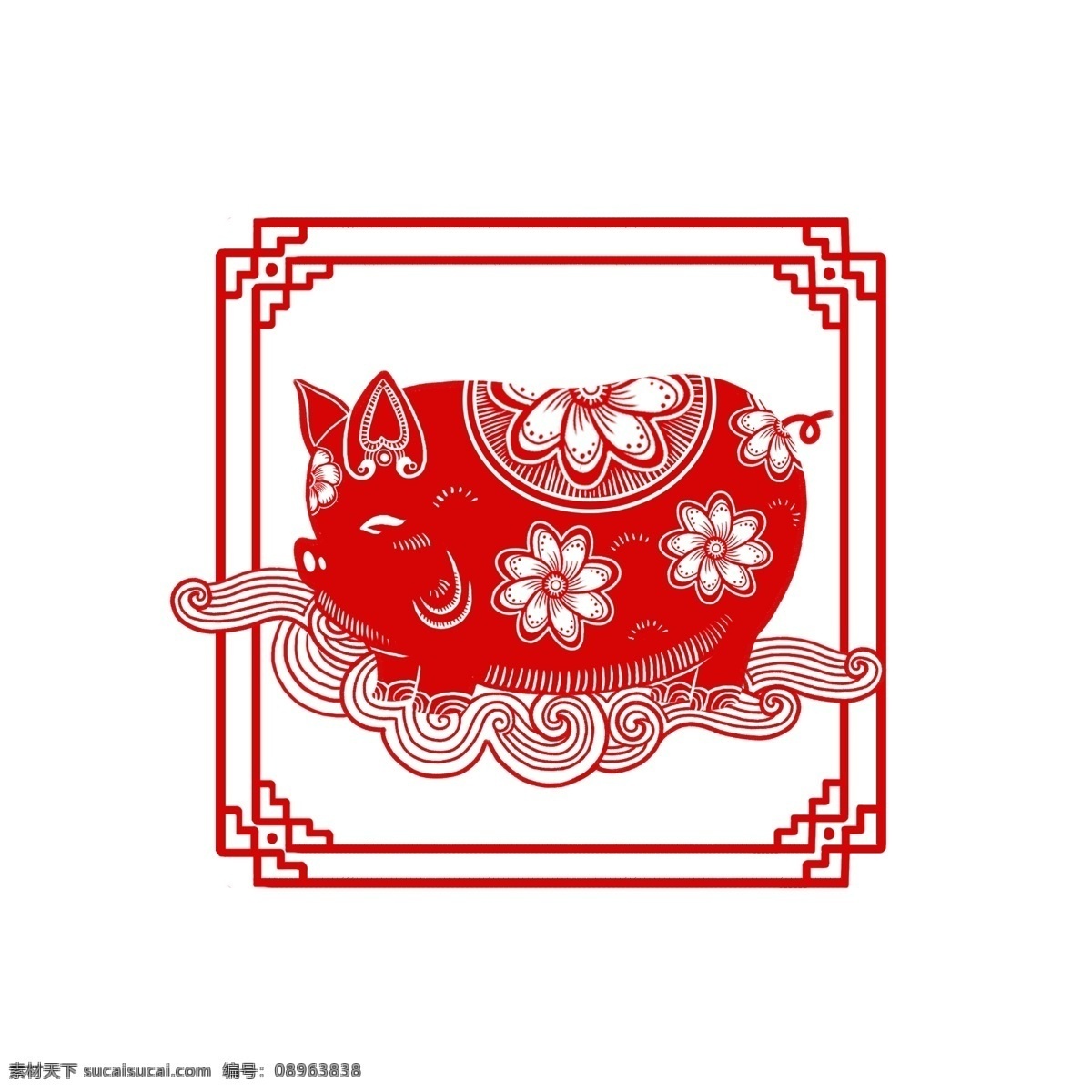 商用 新年 窗花 剪纸 创意 猪 元素 红色 花纹 边框 古典 可商用 手绘 春节 节日 中国风 可爱 装饰 如意 吉祥 喜庆 富贵 祥云 腾云驾雾 花 传统 民间 民俗 手艺 喜洋洋 布 财源滚滚 招财进宝 习俗