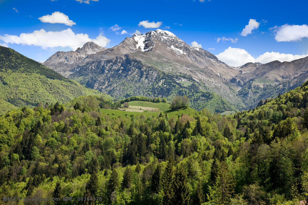 天空 下 高山 树林 蓝天 白云 绿树 美景 自然风景 自然景观 黑色