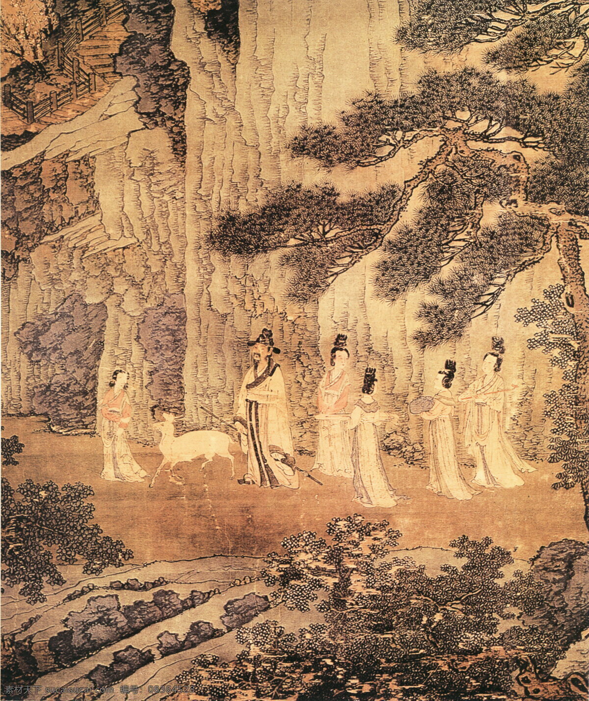 戴 进 谢安 东山 图 人物画 中国 古画 中国古画 设计素材 人物名画 古典藏画 书画美术 棕色