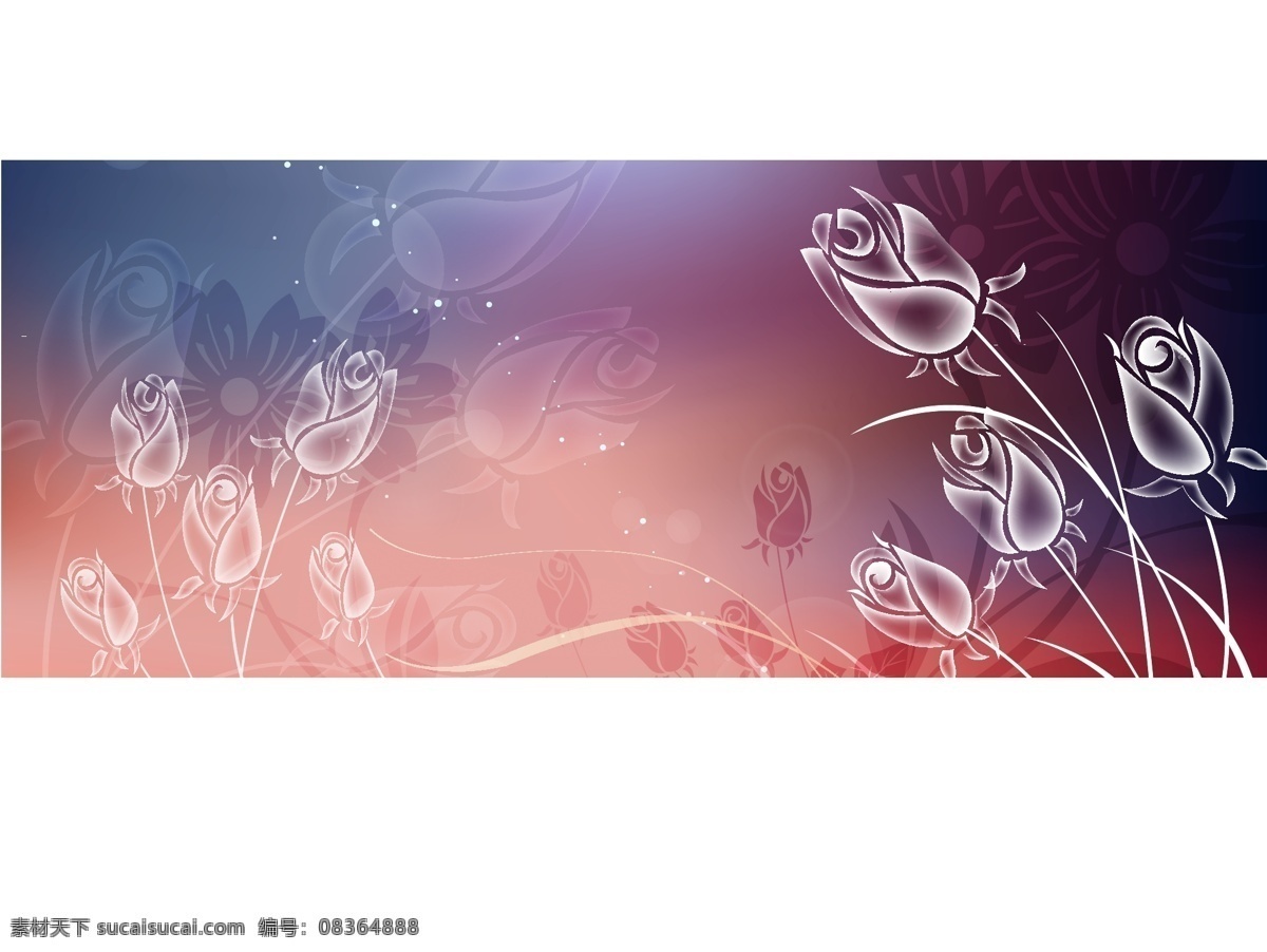 浪漫 梦幻 花卉 剪影 背景 海报 banner 花卉剪影背景 浪漫背景 梦幻背景 矢量背景