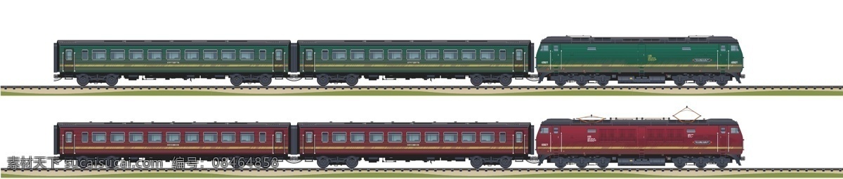 火车素材 train 火车 矢量 绿皮 红皮车 现代科技 交通工具