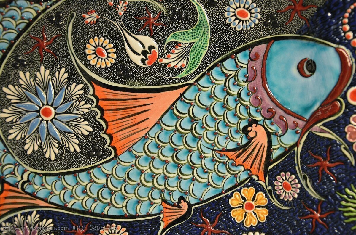 陶瓷 鲤鱼 瓷 版画 图画 瓷版画 彩瓷 艺术 文化 摄影图片 文化艺术 美术绘画