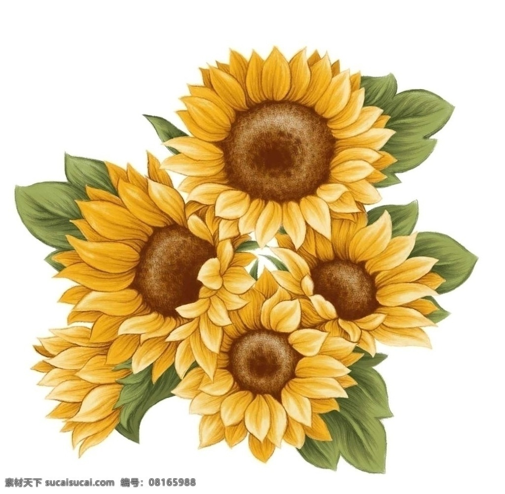 向日葵 菊花 葵花 太阳花 鲜花 花朵 黄花 手绘 手绘稿 源文件 rif