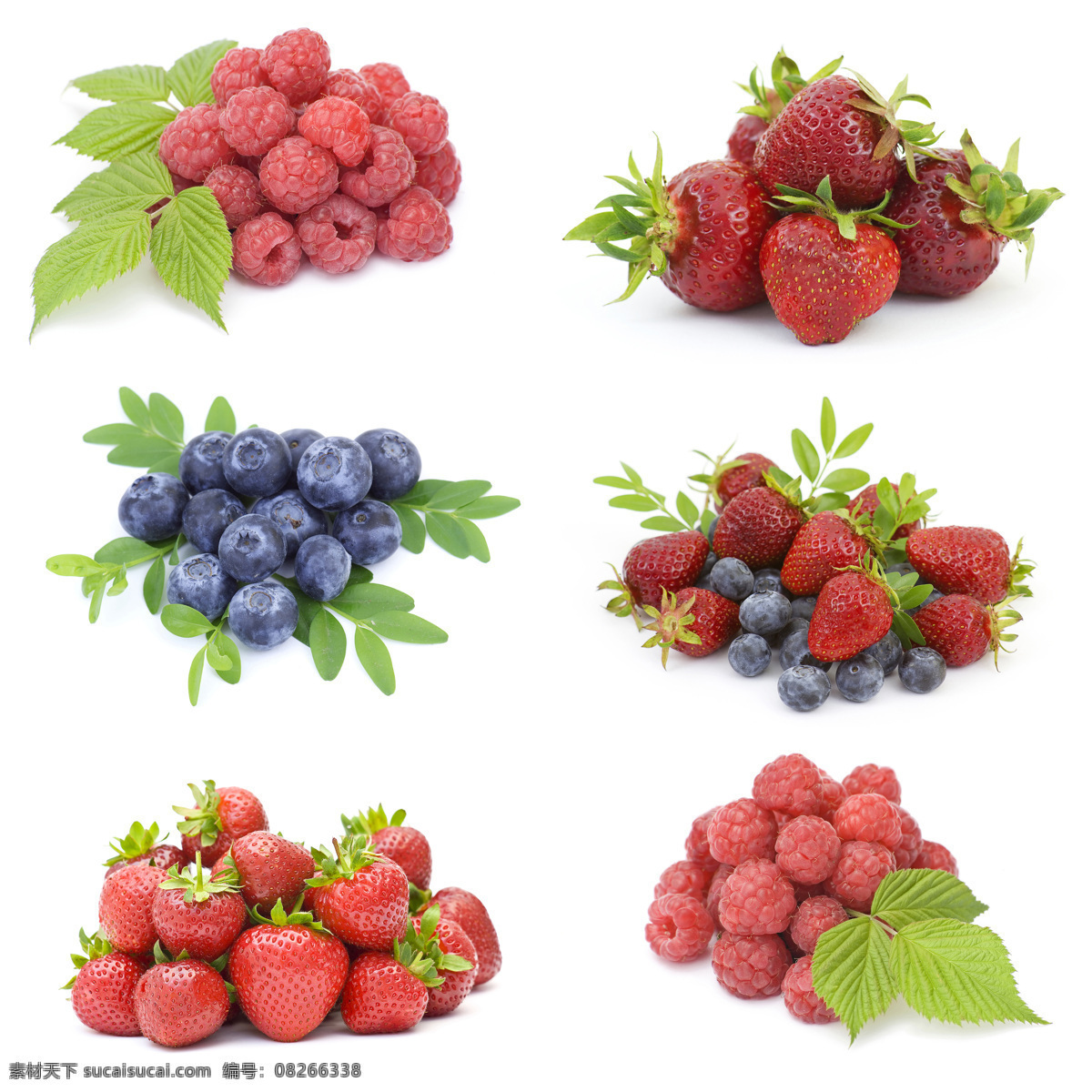 新鲜 水果 绿叶 草莓 蓝莓 树莓 水果图片 餐饮美食