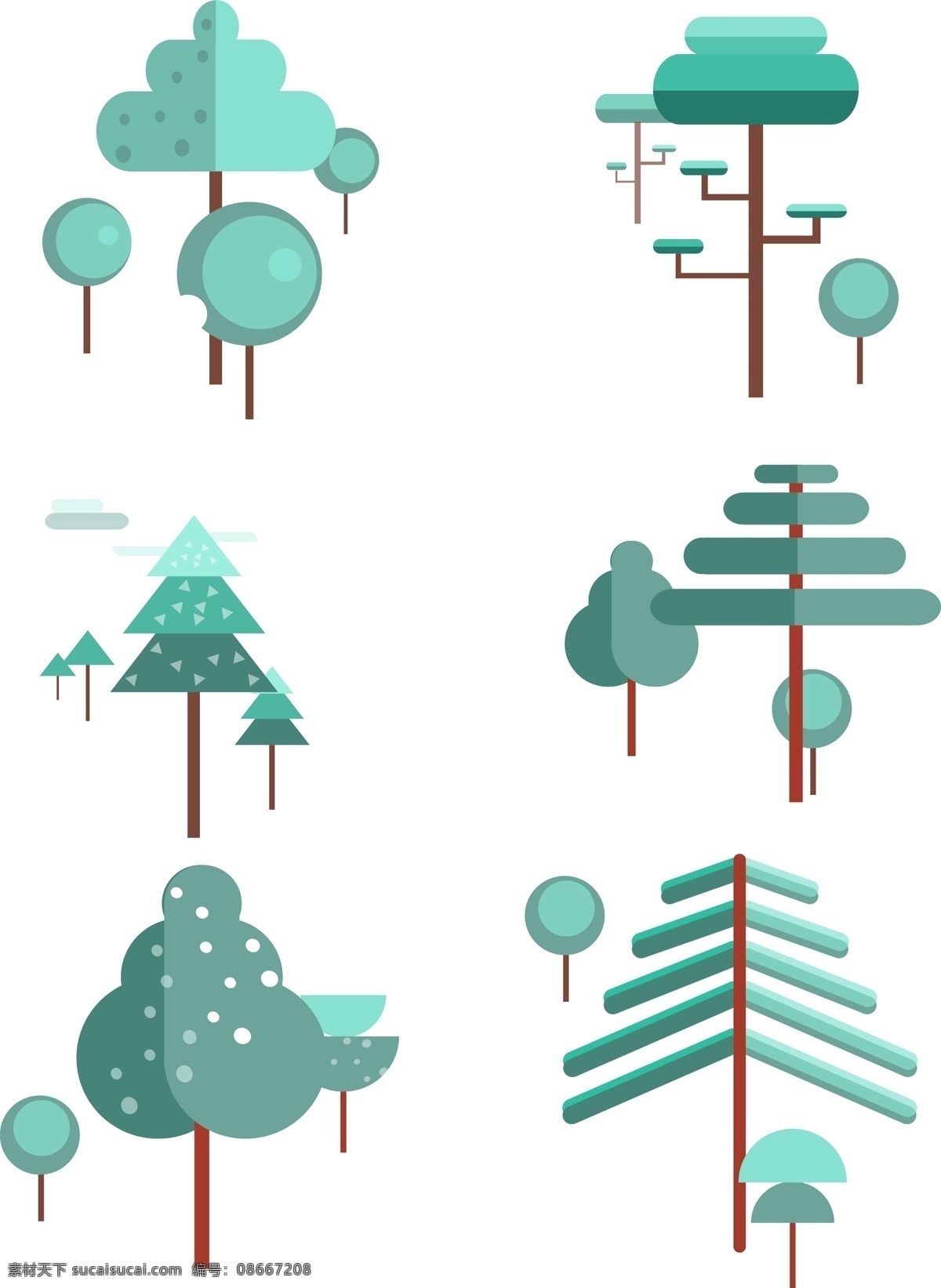 极 简 风 树木 冬季 元素 商用 极简风 冬季元素 绿色 简约