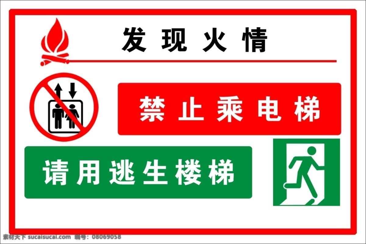 禁止乘电梯 消防 消防标示 标示 发现火情 电梯标示 逃生楼梯 门口 分层 源文件