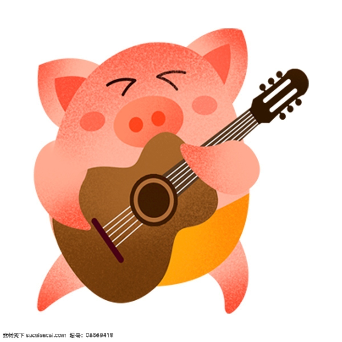 手绘 可爱 金 猪 装饰 猪猪 鞭炮 猪年 免抠元素 透明素材 弹琴
