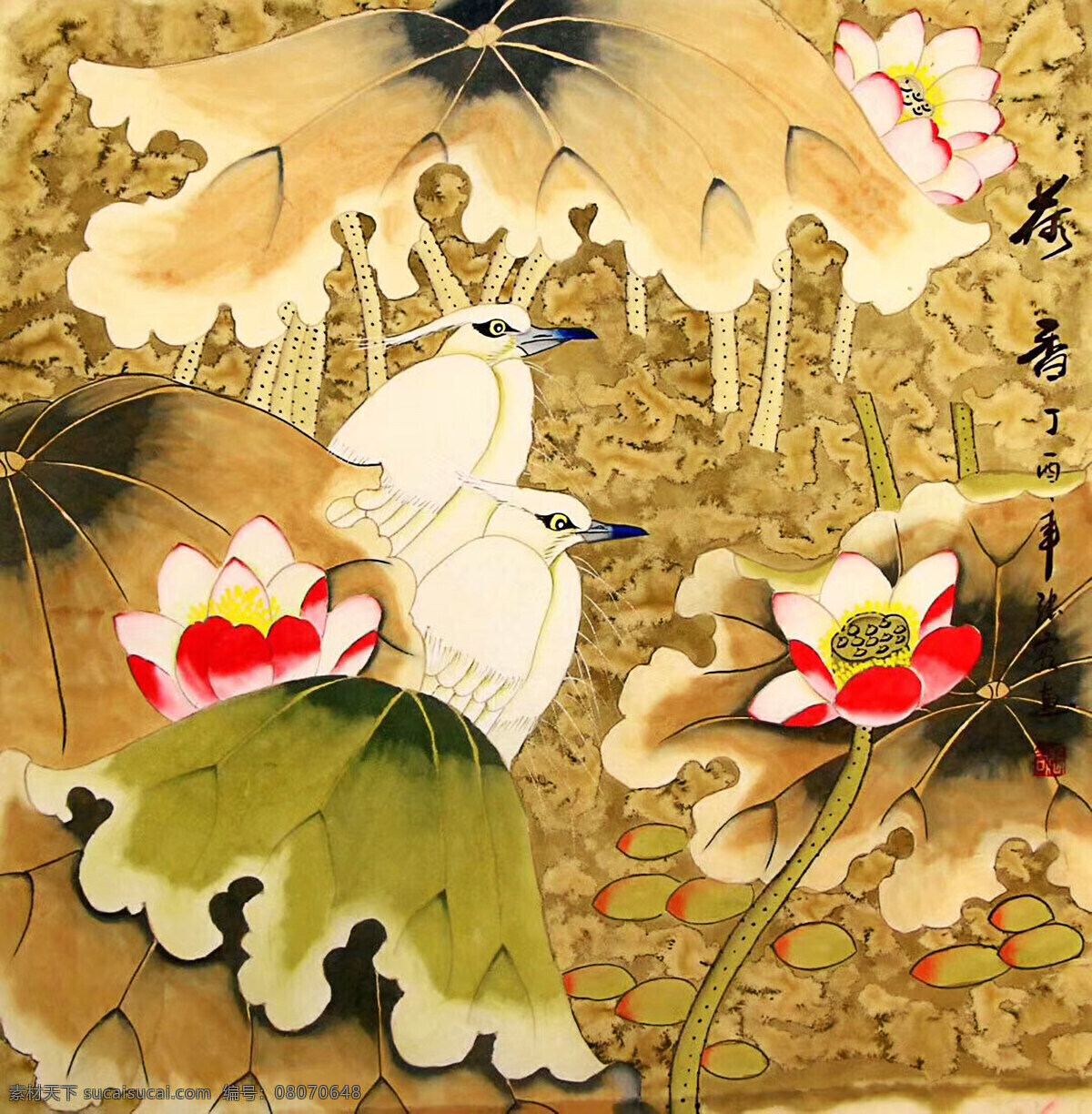 荷香 荷花 莲花 水鸟 重彩画 水墨画 工笔画 国画 水彩画 油画 文化艺术 绘画书法