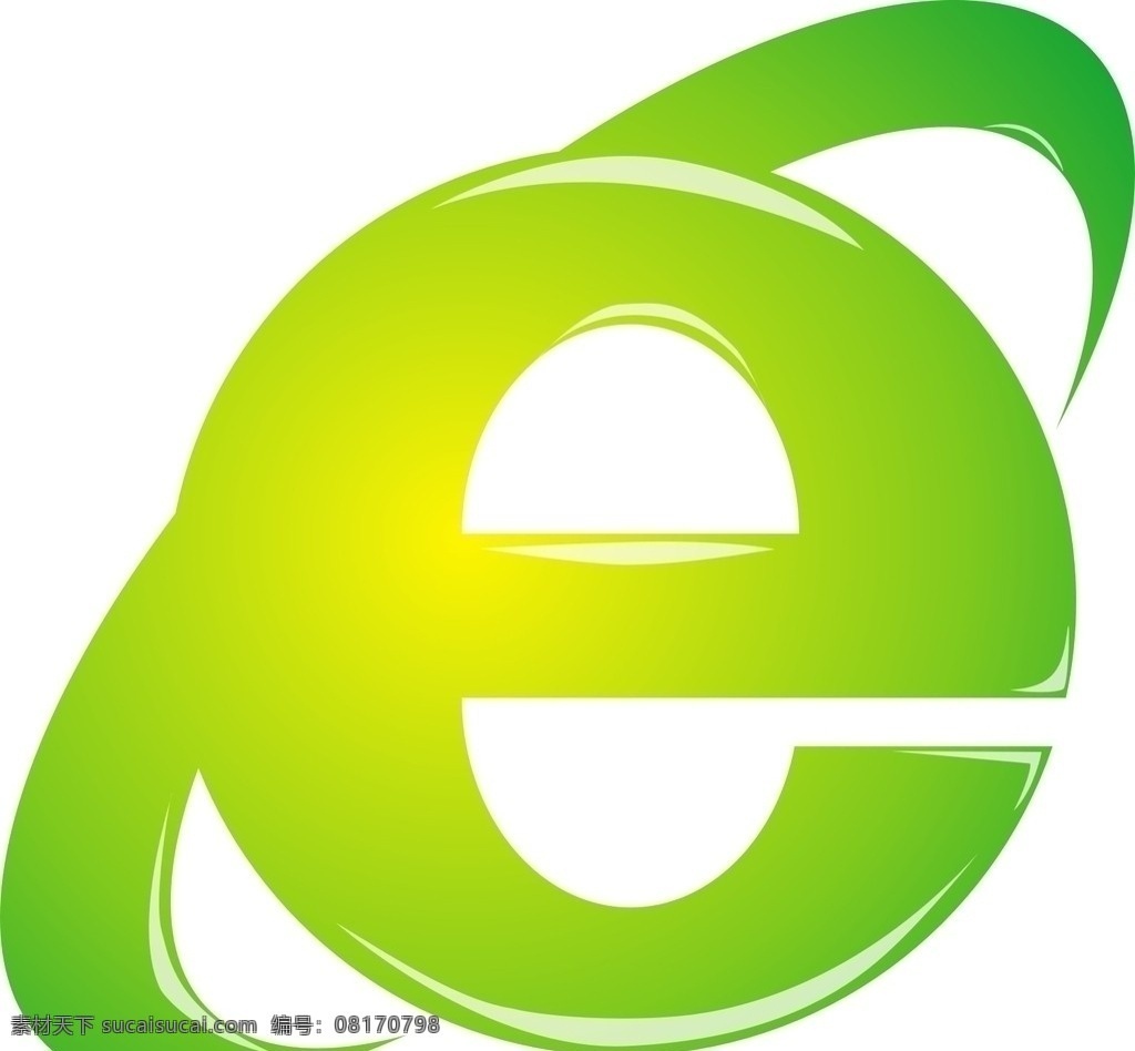 e图标 绿黄渐变 浏览器图标 电脑网络 生活百科 矢量
