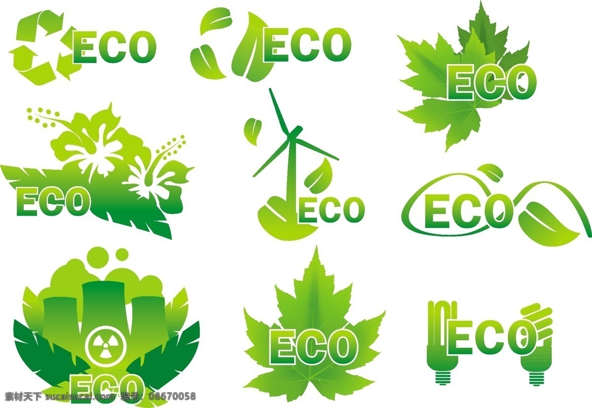 eco logo 背景 标签 标识标志图标 标志 低碳 风车 环保 绿色环保 图标 矢量 模板下载 绿色环保图标 绿叶 核电厂 节能灯 绿色 节能 生态 手绘 小图标 矢量图 其他矢量图