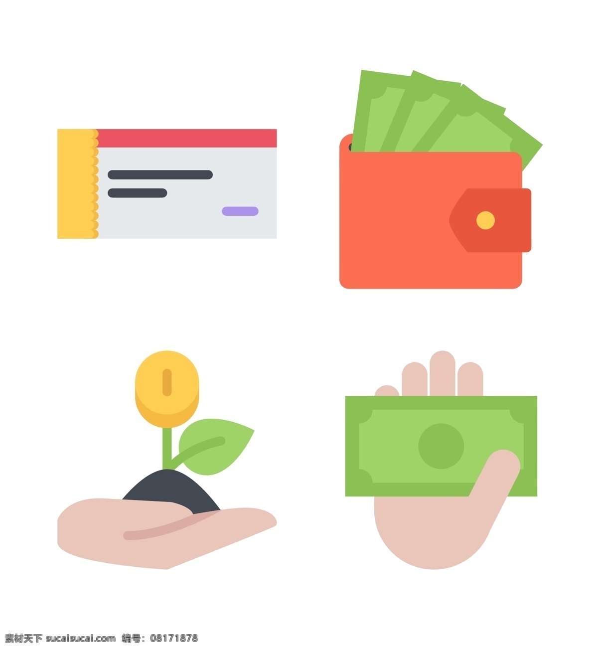 钱包 金融 icon 图标素材 卡通图案 钱包金融 纸币 货币 矢量图 图案素材 扁平化矢量 图案