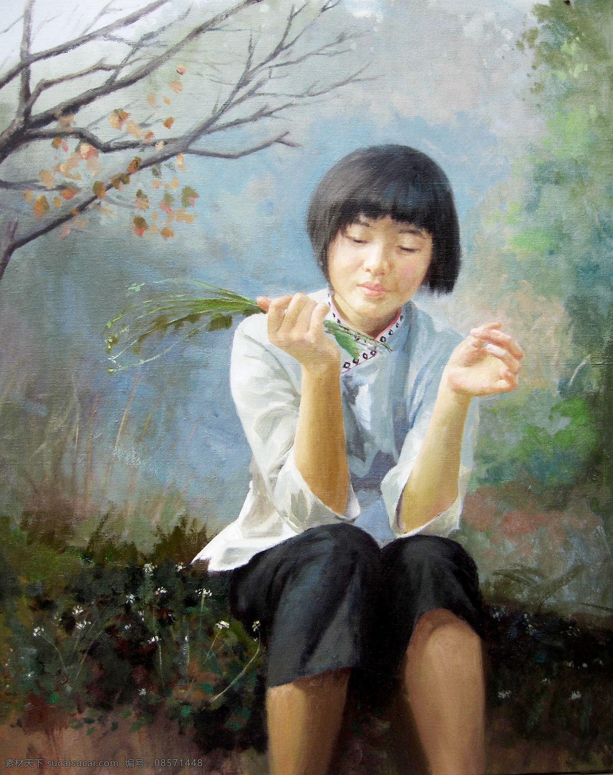 表情 动作 姑娘 绘画 绘画书法 美术 女孩 女人 少女 油画 人物画 姿势 草野 油画艺术 油画作品23 文化艺术 家居装饰素材