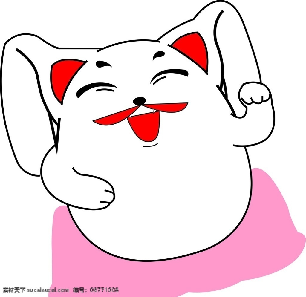 招财猫 猫 钢笔工具 红色 粉色 笑脸 大耳朵 动漫动画 动漫人物