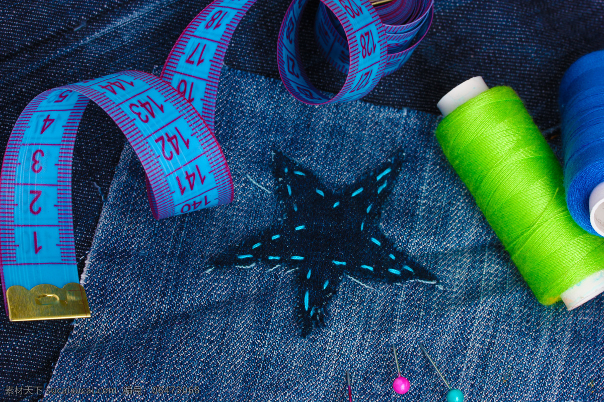 软尺 针线 牛仔裤 针 线 牛仔布 裁缝工具 生活用品 生活百科