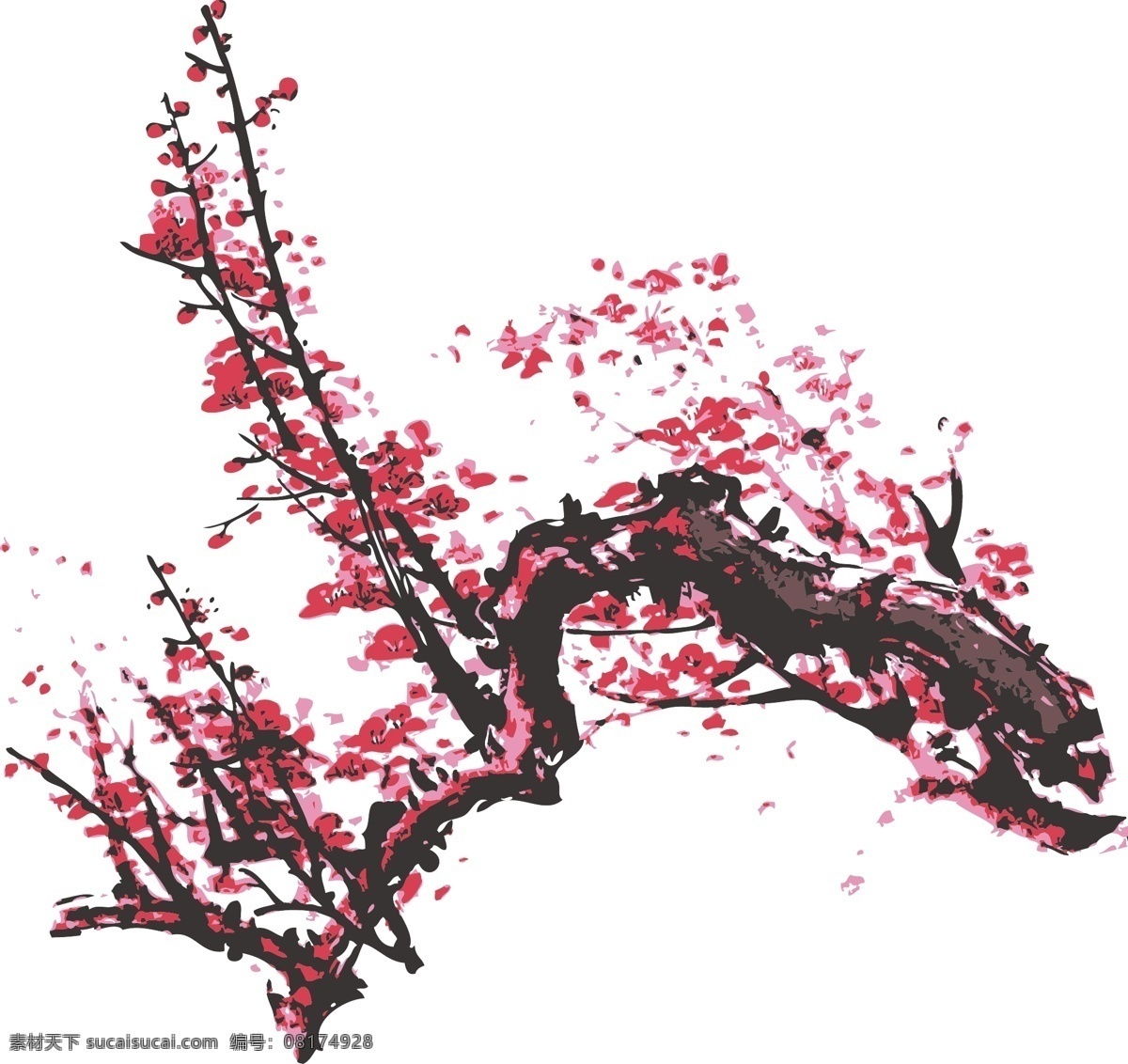 两 款 国画 梅花 矢量 传统 矢量素材 书画 文化艺术 中国风 矢量梅花图 矢量图 其他矢量图
