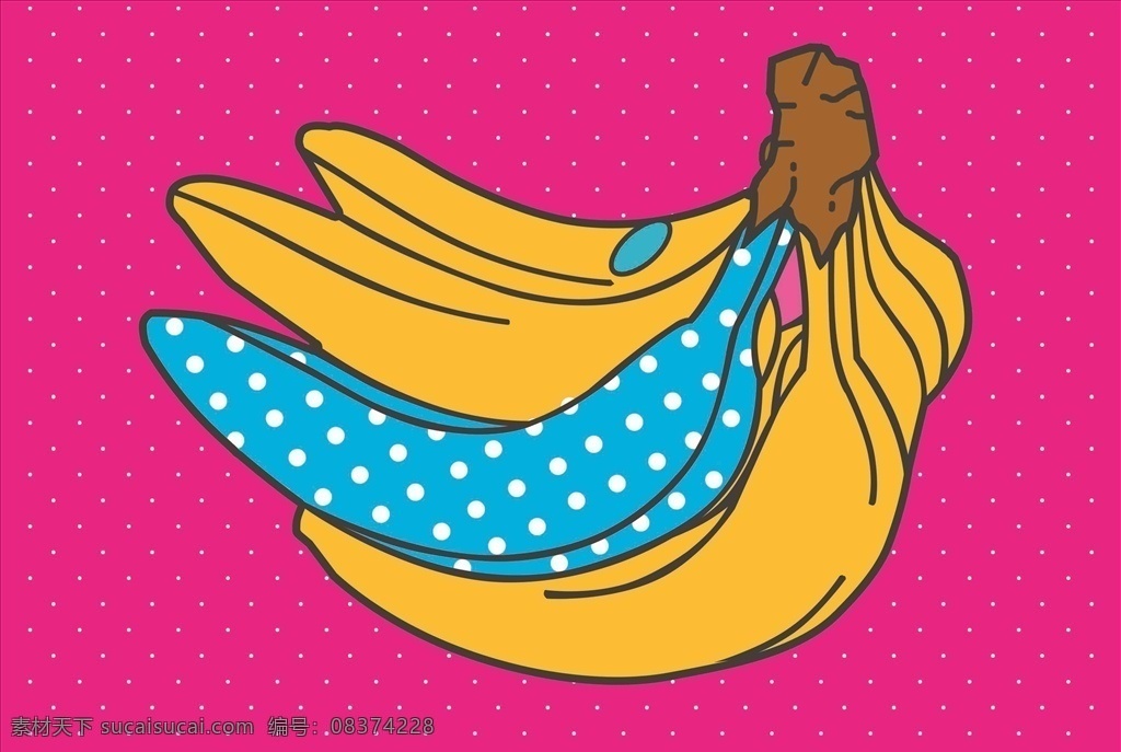 波普艺术香蕉 分层 香蕉 粉色 动漫动画 风景漫画