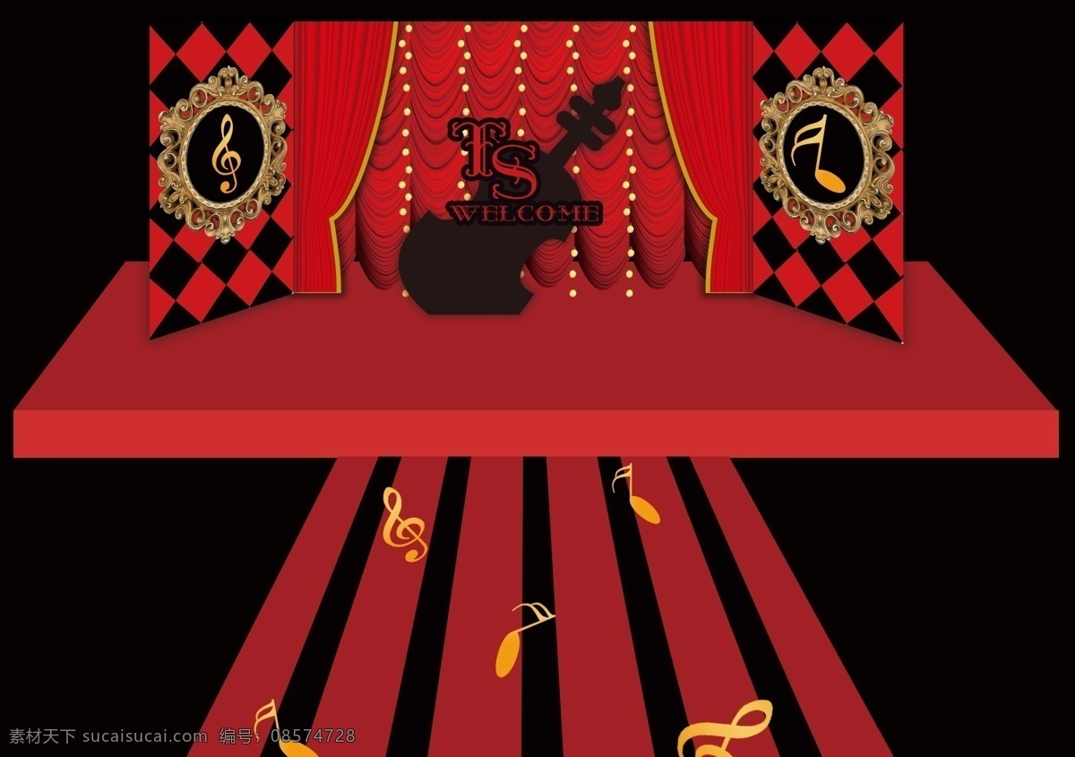 婚礼 效果图 音乐 黑红色 小剧场 原创设计 其他原创设计