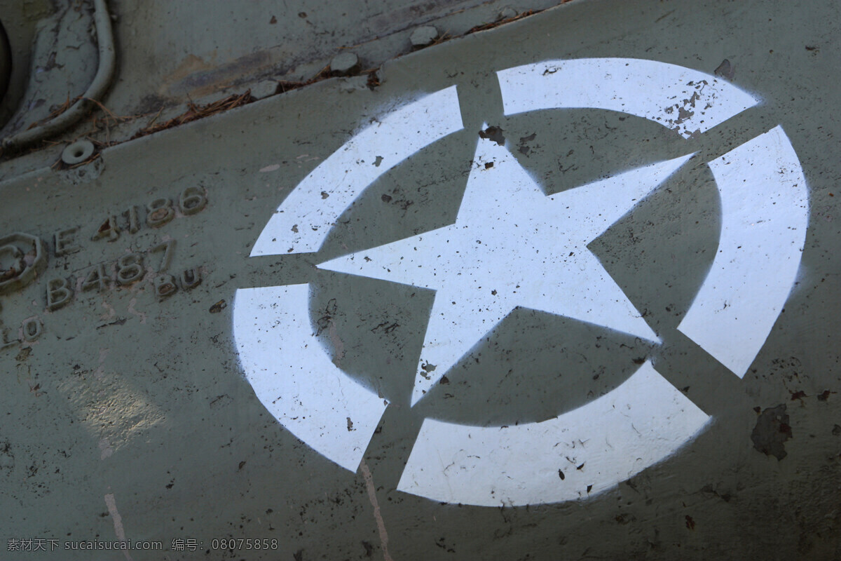 二战 美军 坦克 五星 标志 特写 装甲