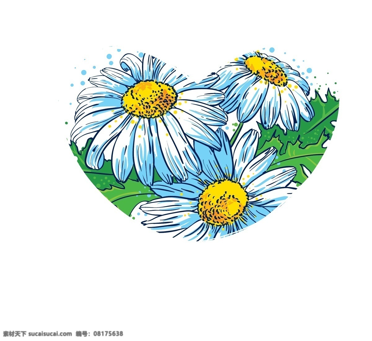油画 花朵 蓝色 心形 边框 油画花朵 心形边框