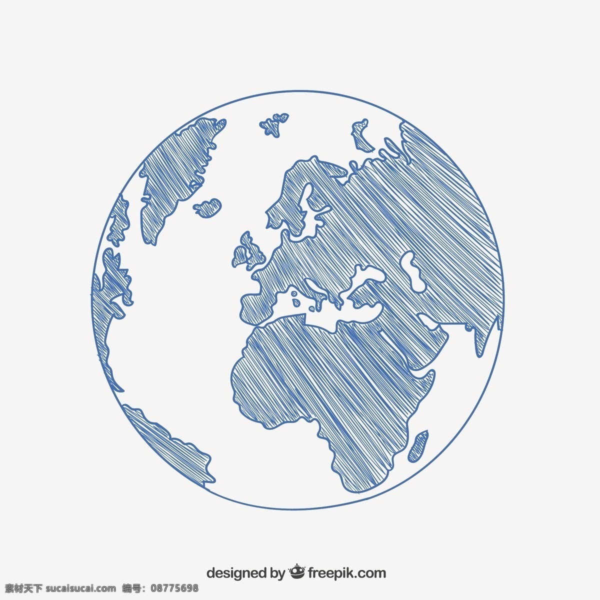 粗略的地球图 一方面 地图 地球 手绘 素描 绘画 全球性的 行星 绘制粗略 大陆 白色