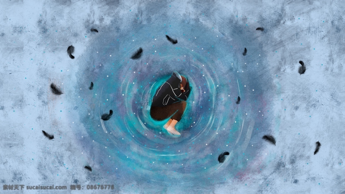 晚安 你好 原创 插画 梦境 手机 配 图 壁纸 羽毛 孤单 睡梦 手机配图 日签