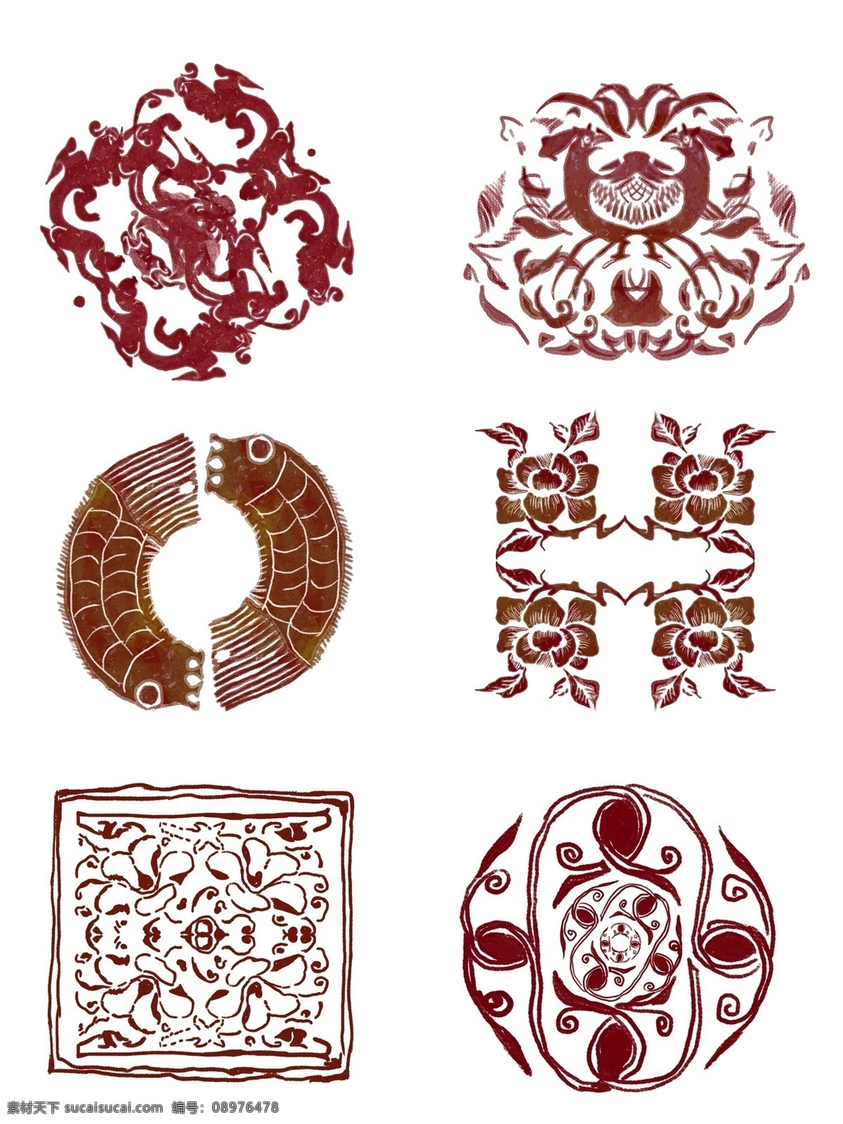 手绘 国风 中国 传统 纹样 装饰 花纹 元素 中国风
