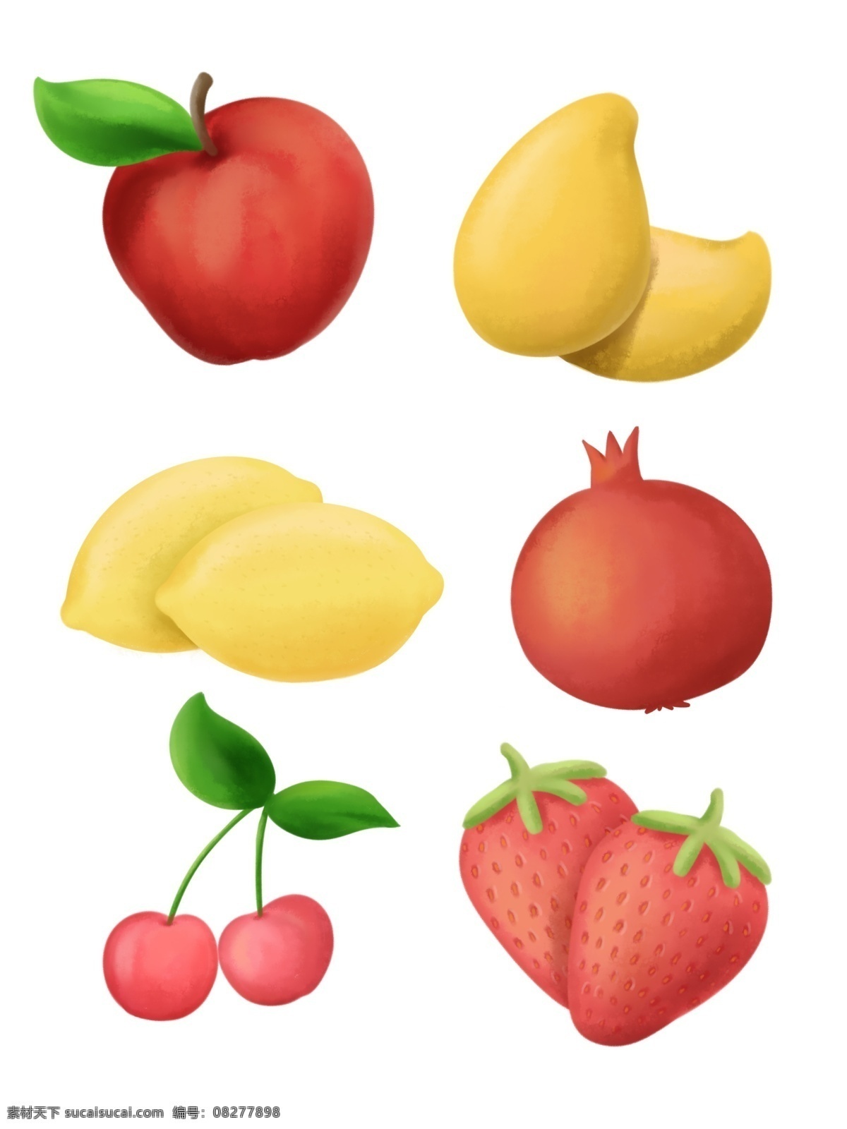 简约 手绘 水果 清新 健康 食 材 商用 元素 苹果 柠檬 草莓 食品 餐饮 平安果 芒果 石榴 樱桃 新鲜 食物 饮食 素食