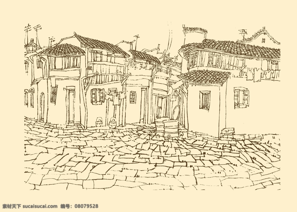 皖南古民居 白描 构图 建筑 古建筑 线描 勾勒 线条 民居 速写 钢笔画 徽派建筑 皖南 古 资料集 风景 分层 源文件