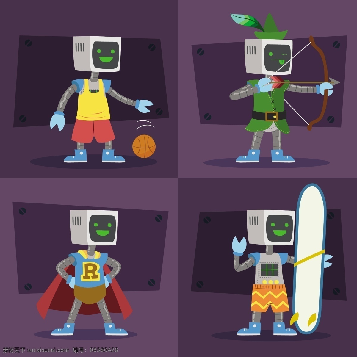 扁平 体育运动 机器人 插画 儿童 互联网 机械 卡通 科技 体育 运动