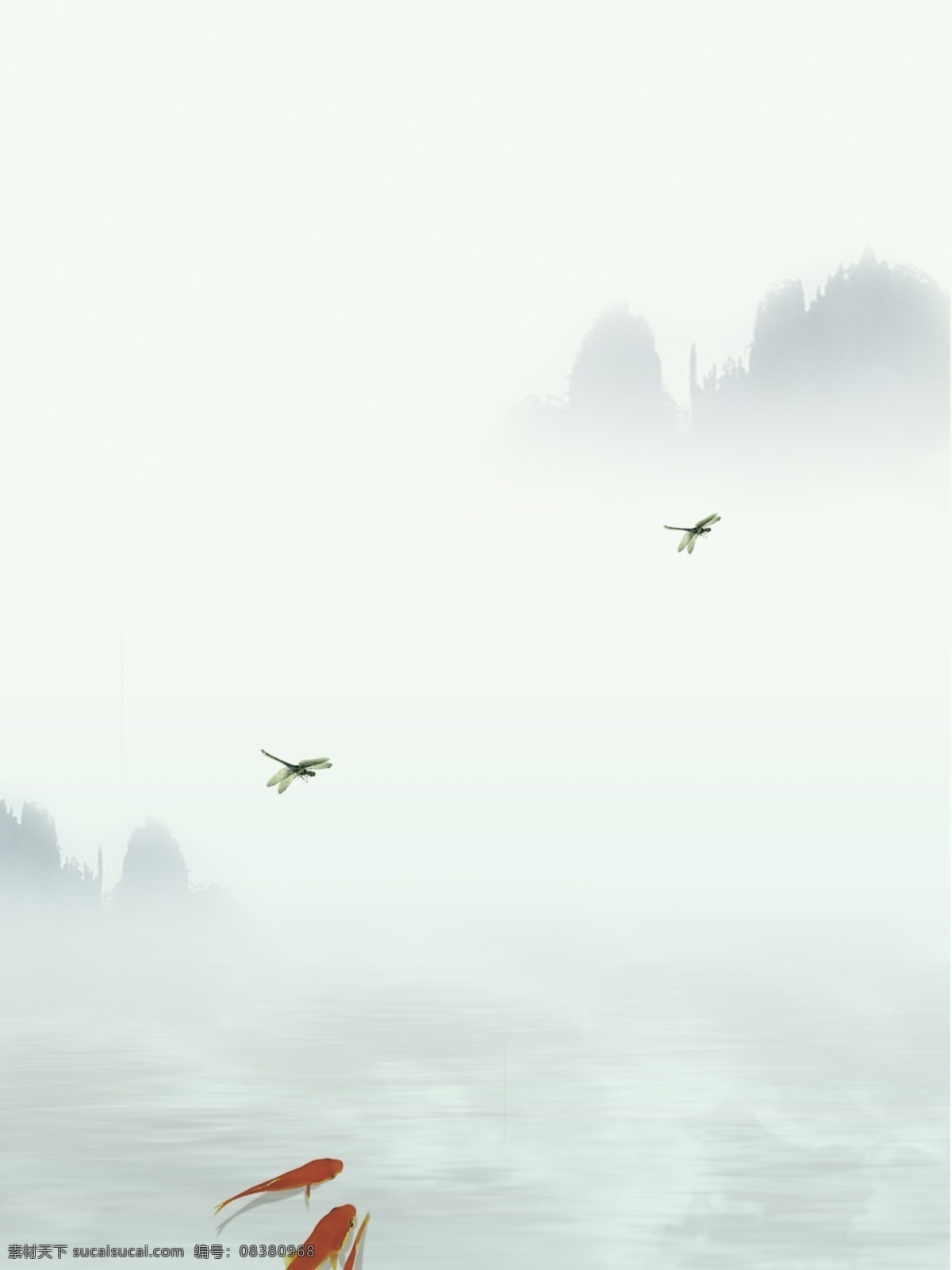 清新 荷塘 金鱼 广告 背景 广告背景 池塘 锦鲤 山峰