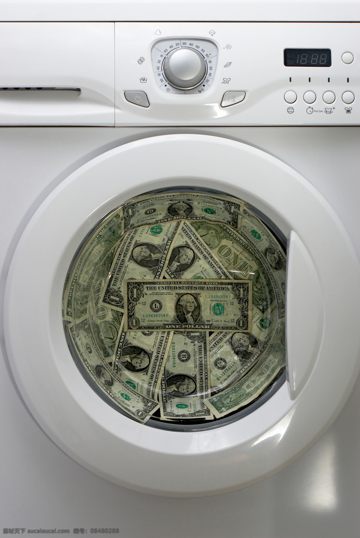 洗衣机 钱币 电器 家电 洗衣机与钱币 纸币 金融 金融货币 商务金融