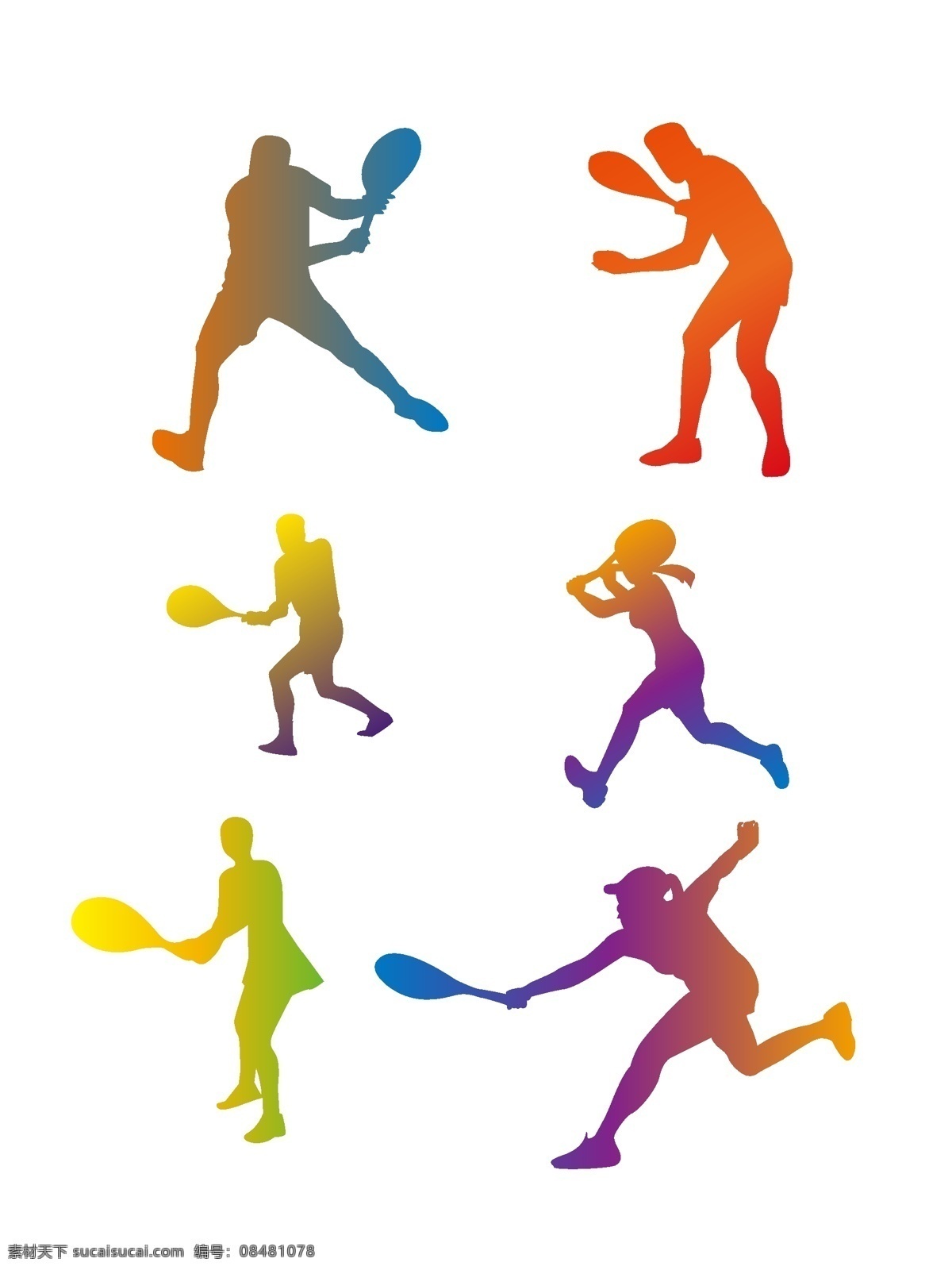 小人 运动 网球 运动员 装饰 图标 渐变 网球运动员 小人图标