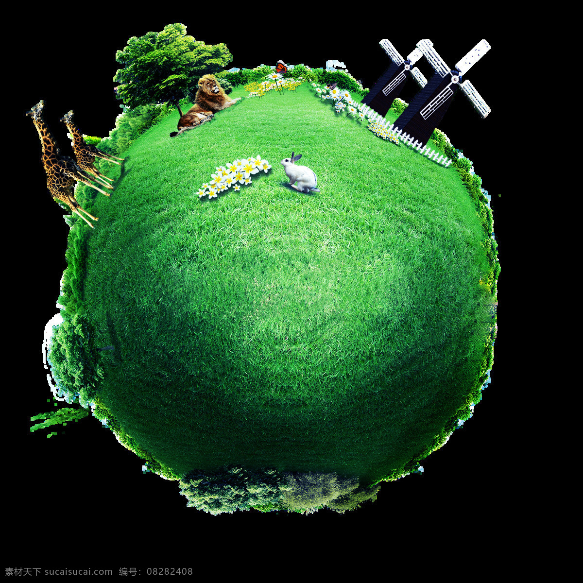 绿色地球 球体 草地立体地球 立体地球 3d地球 分层