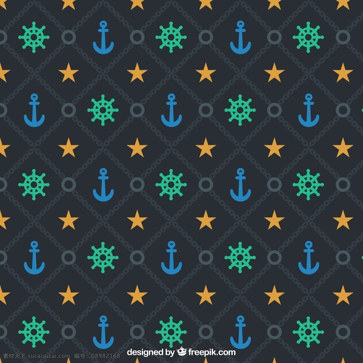 航海 元素 无缝 背景图片 星星 船锚 船舵 无缝背景 矢量图 矢量 高清图片