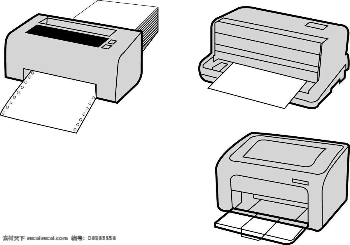 矢量 打印机 喷墨 激光 打印机矢量 激光打印机 打印机素材 打印机图标 矢量打印机 线条打印机 喷墨打印机