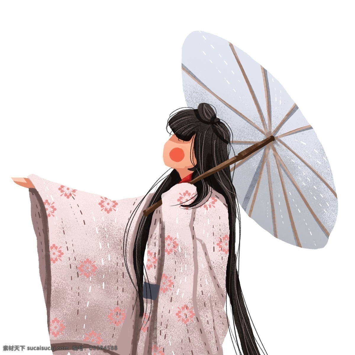 古风 优美 大雪 天 撑 油纸伞 女孩 冬季 女子 人物插画 撑伞 唯美设计