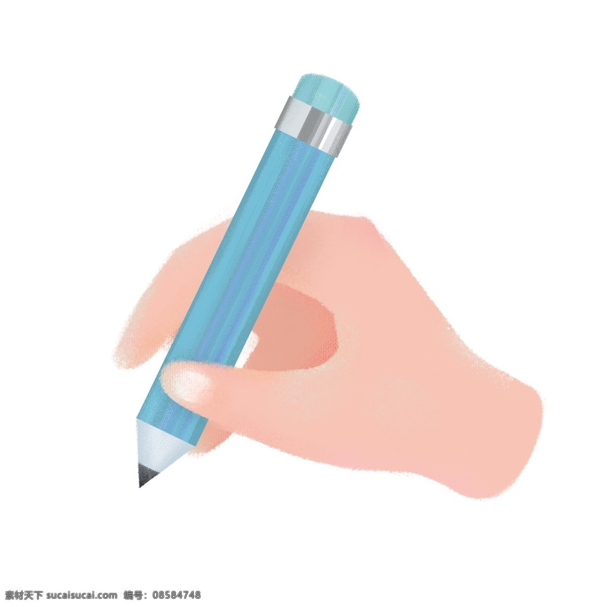 文具用品 手 蓝色 铅笔 儿童文具用品 带橡皮的铅笔 卡通手绘 学习用具 蓝色铅笔