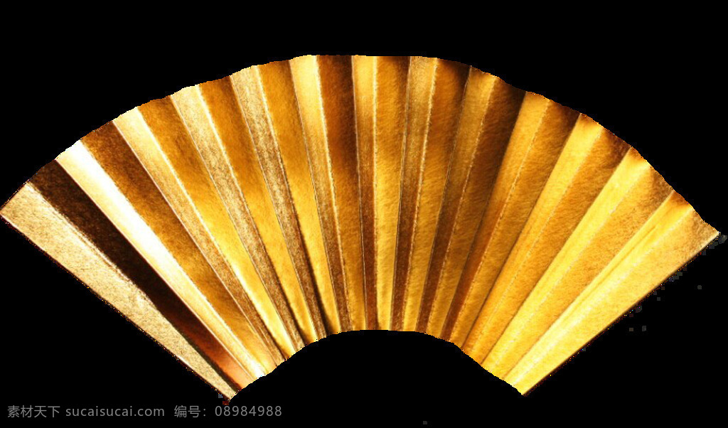 古代 金色 扇形 折纸 元素 png元素 免抠元素 透明元素 中国风