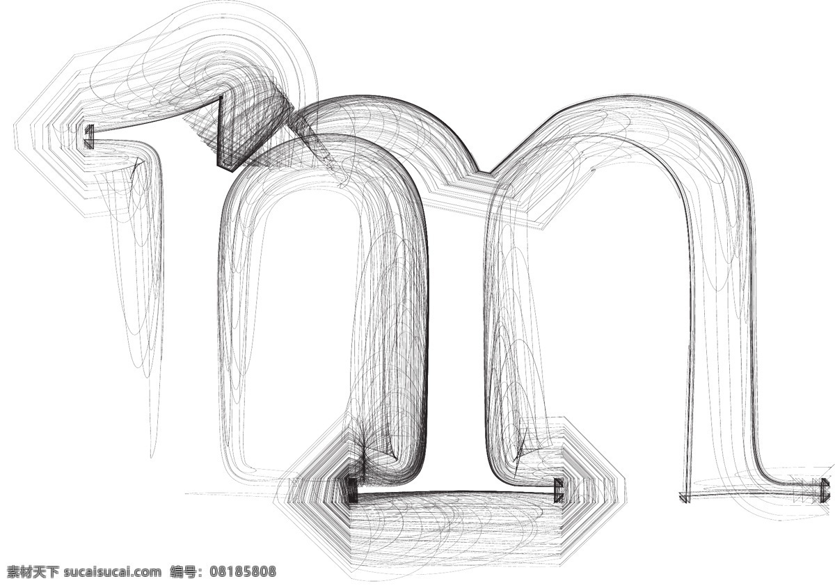 手绘 插画 矢量 字体 字母 m 矢量图 其他矢量图
