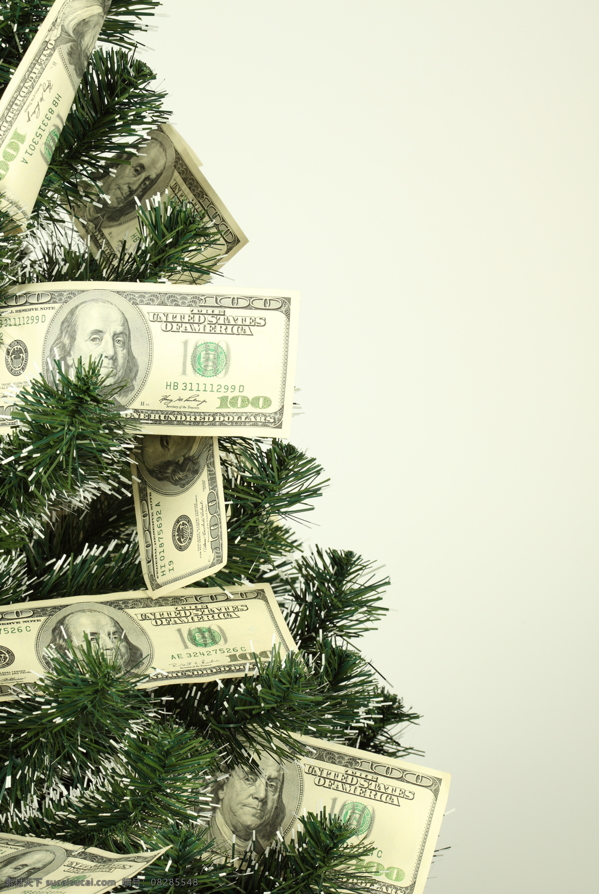 美元 圣诞树 美金 美钞 钞票 纸币 金钱 金融财经 金融货币 商务金融