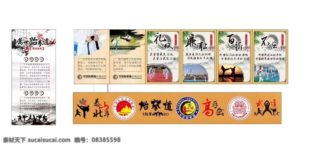 跆拳道 文化 海报 走廊海报 金色底纹 中国风