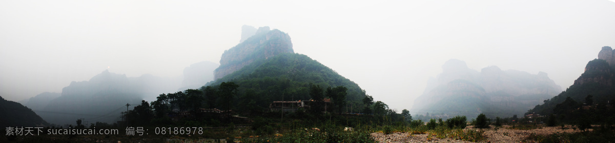 太行山 河南 安阳 林州 山 风景 雾气 早晨 山河 自然景观 山水风景 白色