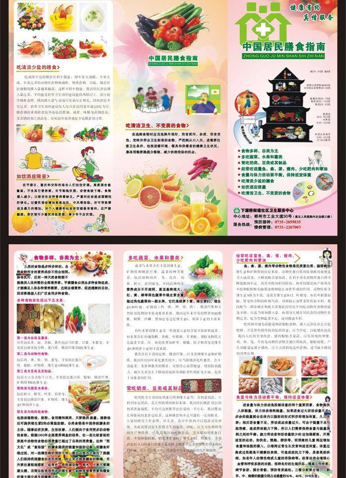 中国 居民 膳食 指南 三 折页 三折页 白色