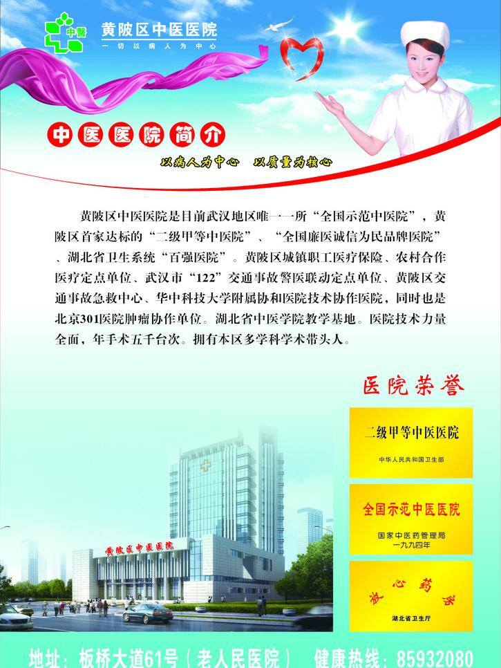 医院简介 武汉 黄陂 中医医院 矢量