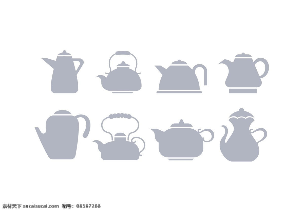 扁平茶壶 茶饮用具 下午茶 茶饮 茶 饮料 杯子 矢量素材 茶壶 手绘茶壶 咖啡壶