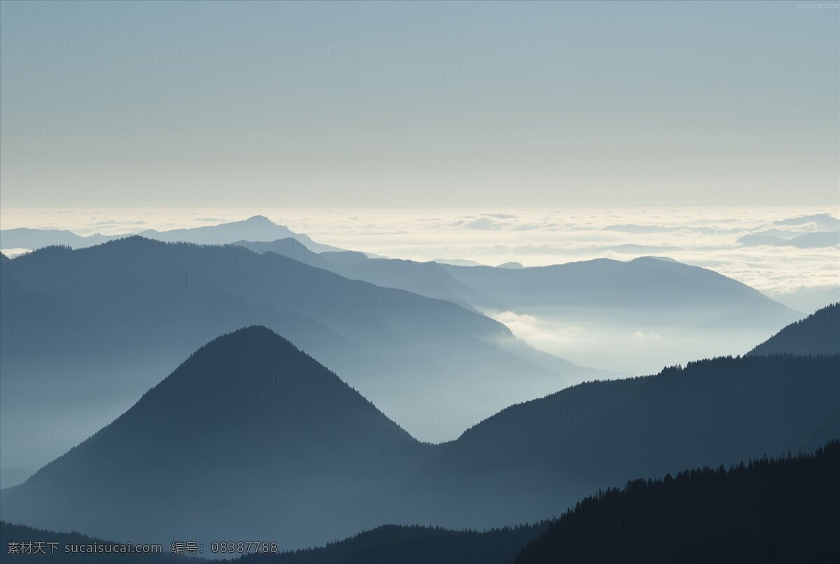 山峰 高山 剪影 烟雾 云海 共享素材 自然景观 山水风景