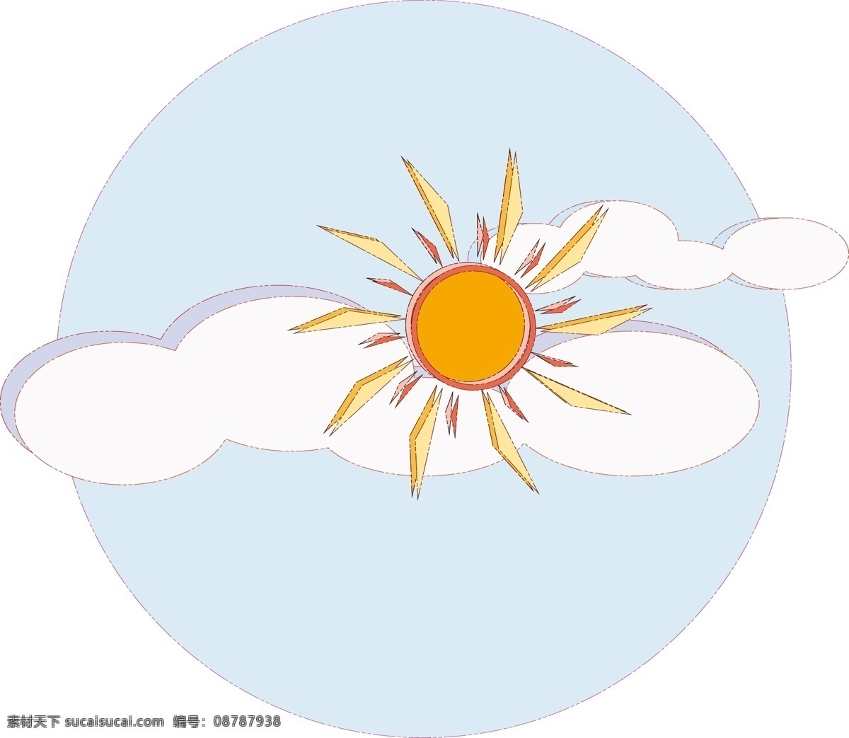 简约 卡通 小暑 太阳 元素 夏季 夏日 天空 云朵 夏天