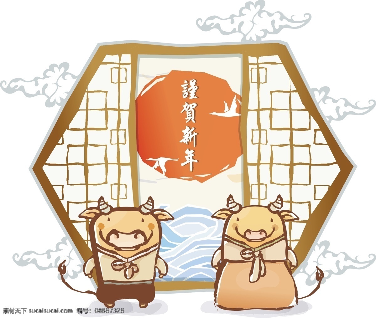 生肖牛 传统 韩国 古典 传统礼服 手绘牛 牛 卡通猴 生肖 十二生肖 卡通十二生肖 卡通生肖 野生动物 生物世界 矢量